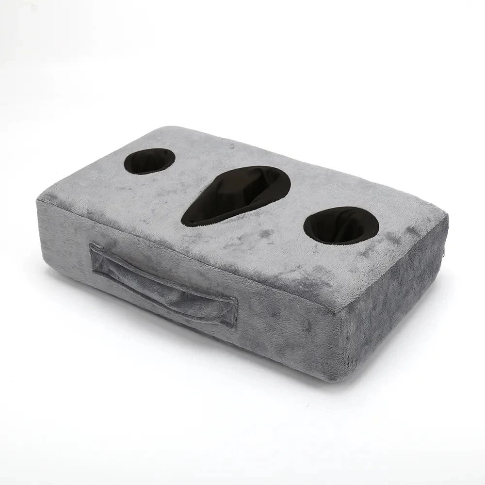 3-Positions Knitted Cup Support Holder Cozy Foam Pillow for Bed Car Couch Sofa Hotel Airplane Use