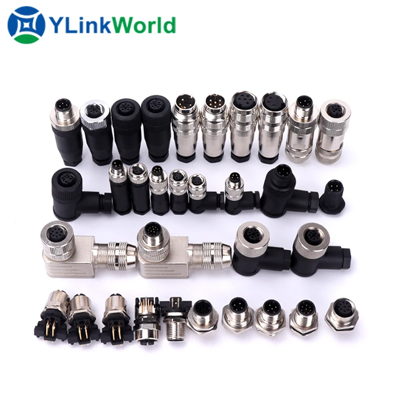 m8 male female connector 2 3 4 5 6 7 8 9 10 12 13 14 15 16 18 19 20 24 pin auto aviation cable pcb push pull plastic connector