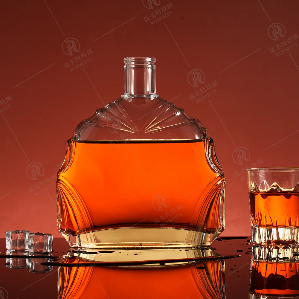 Glass bottle manufacture super flint  bottle high quality spirts rum gin whisky cognac XO brandy glass bottle