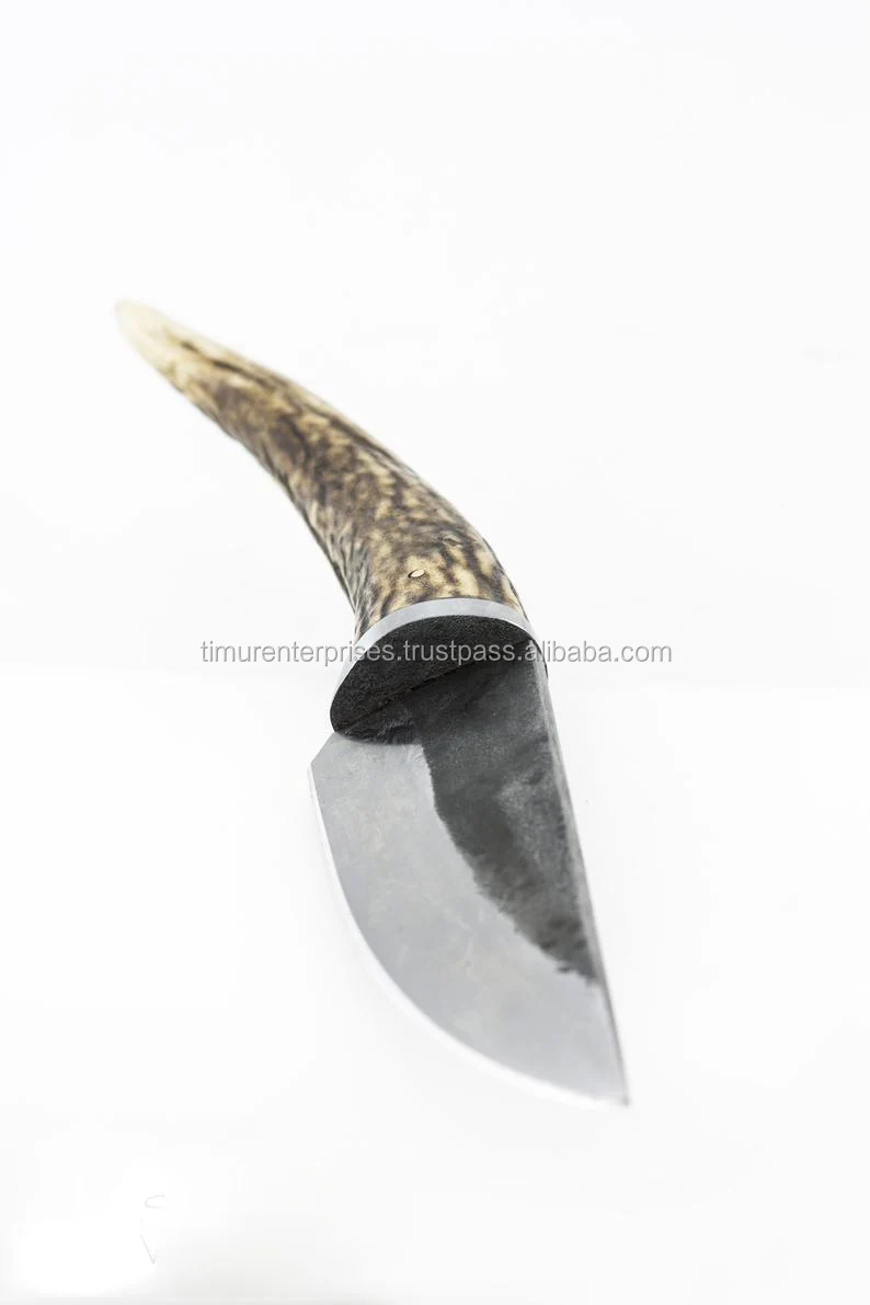 
HAND FORGED HIGH CARBON STEEL FIXED BLADE HIDDEN TANG antler knife Germanic and Viking knifes from the early Middle Ages 