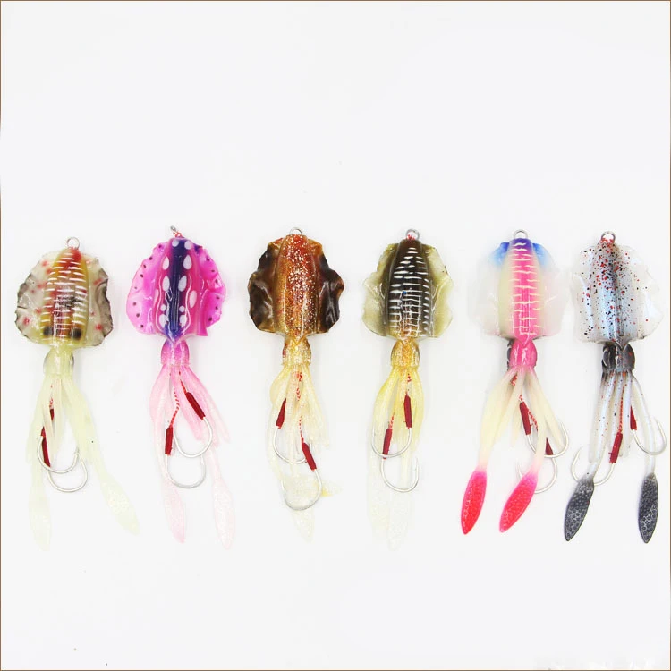 
Fishing Soft Squid Lure Luminous 15cm/60g UV Glow Squid Jig Artificial Fishing Lures For Sea Fishing Wobbler Bait 