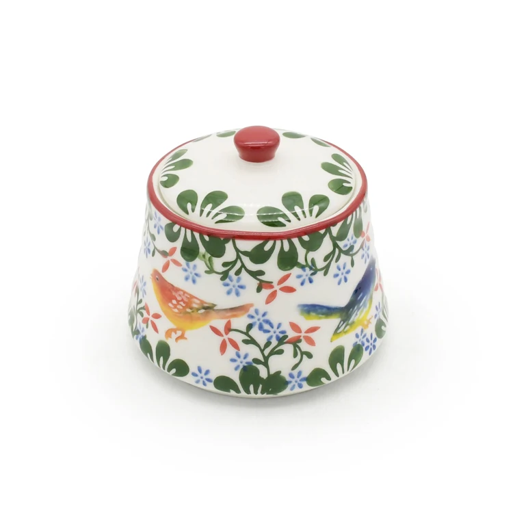 kitchenware Ceramic Sugar Jar and Creamer bird collection Set of 2pcs Sugar milk pot  set