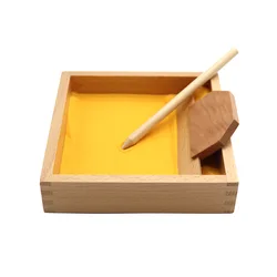 Montessori Writing Practice Box Toy Wooden Montessori Box with Sand Child Educational Teaching Kids Sand Scraper Box