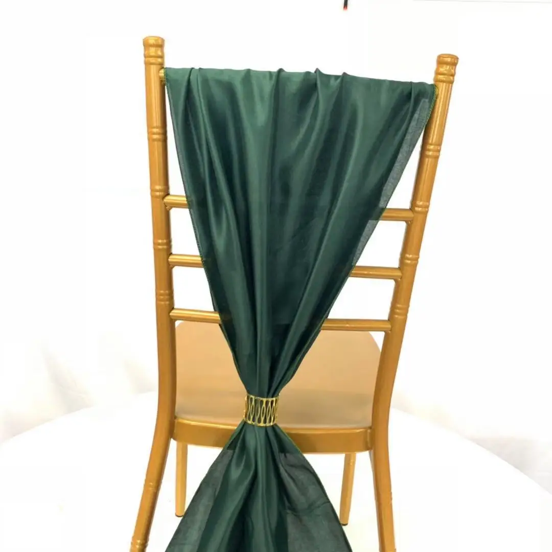 Elegant Dark Green Chair Sash Bows for Wedding Party Decorations