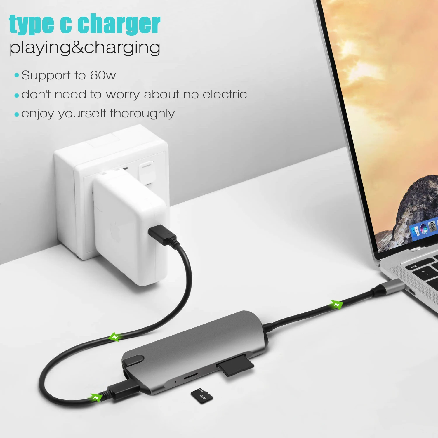 for android ios macbook pro dell hp usb c docking station usb type c hub 8 in 1 smart multifunctional desktop docking station