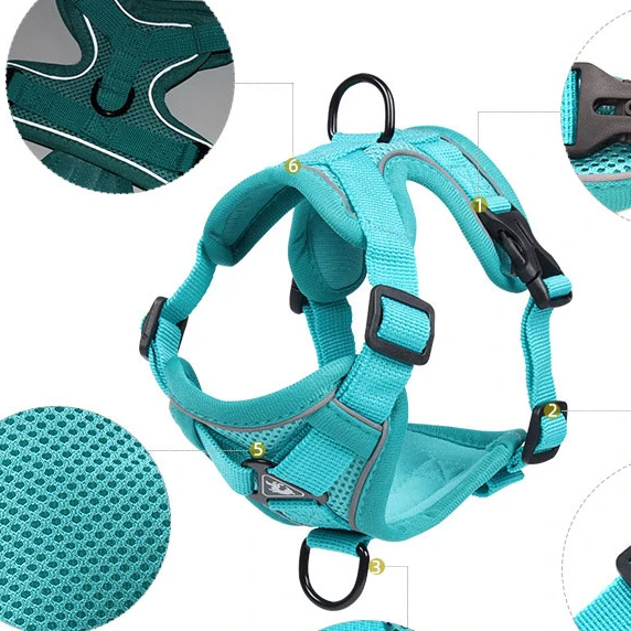 Adjustable Heavy Duty Soft Nylon Pet Adjustable Dog Harness With Reflective dog leash