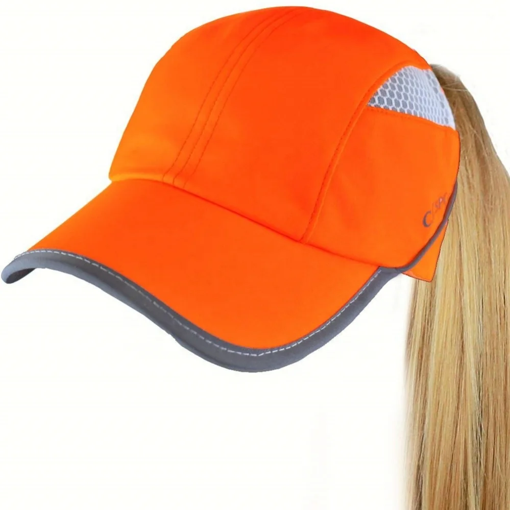 BSCI Hat Manufacturer Custom Hats of Female Running Hat with Ponytail Hole 3M Reflective Nylon Baseball Caps for Women