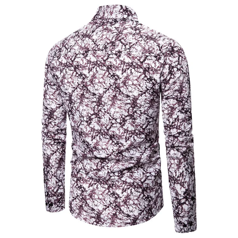Мужская Повседневная рубашка с длинным рукавом, приталенная рубашка с длинным рукавом и цветочным принтом, новинка 2021