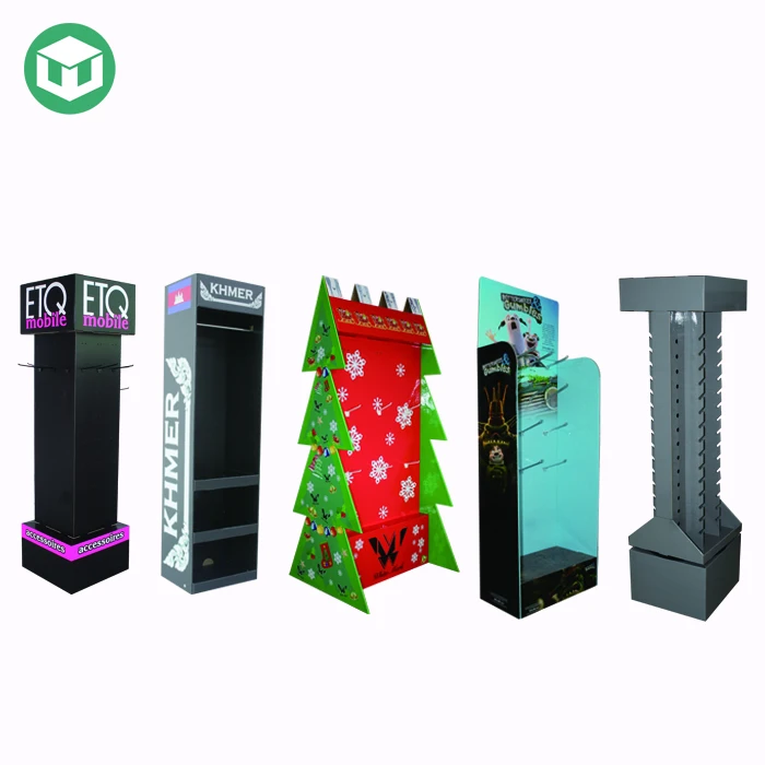 
Hot Sale Customized Cardboard Hook Floor Display Stand Display Rack for Hair Extension for Stores 