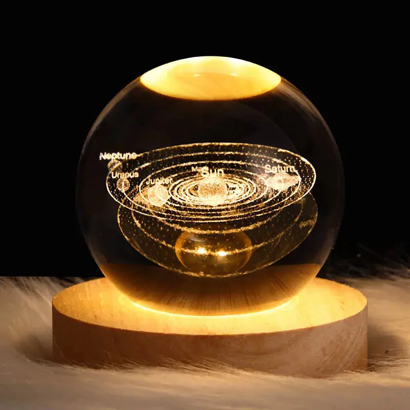 3d Art Crystal Ball Night Lamp Luminous Crystal Ball Decoration Led Night Lights Desktop Home Decor