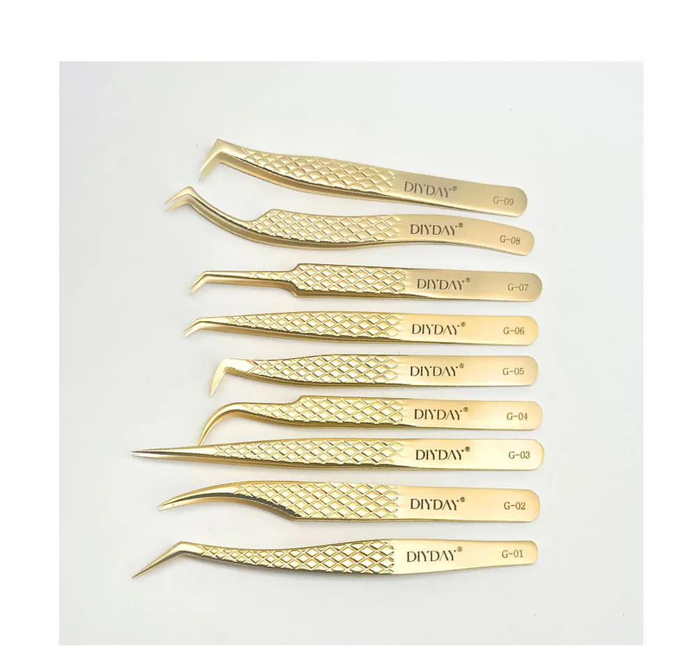 DIYDAY Eyelash Beauty & Tools Gold Stainless Steel Curved Tweezers for Eyelash Extension No reviews yet