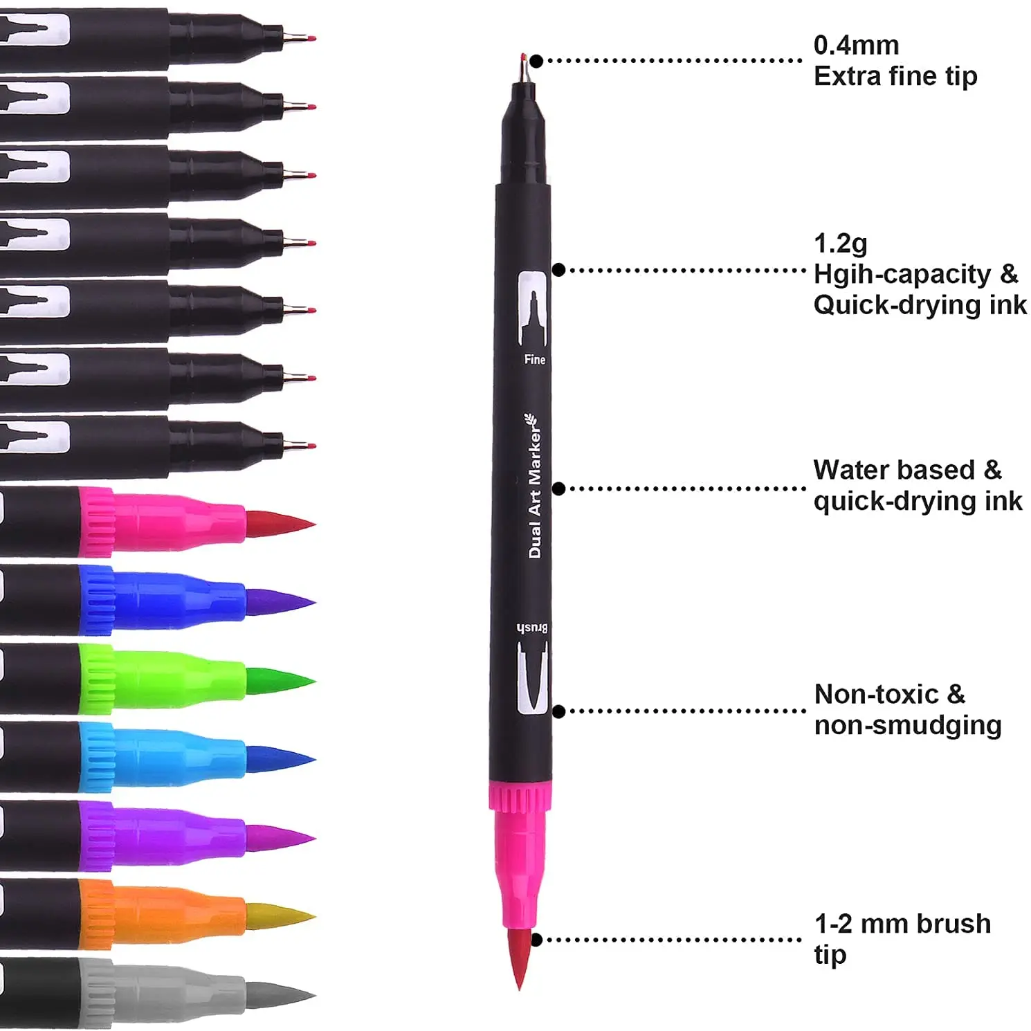 60/72/120 Colors  Art Markers 0.4mm Fine liners & Brush Tip Watercolor Pen Set