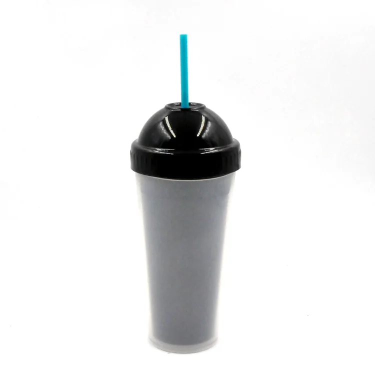 
100% Safe Material PP Pink Plastic Water Bottle with Easy Clean Lid Straw 