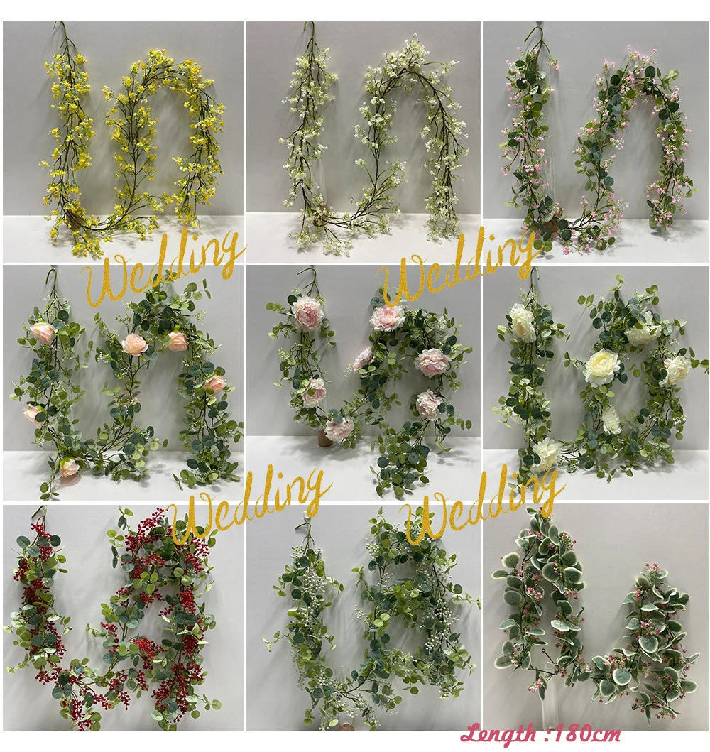 Wholesale Garlands Bunch  eucalyptus Floral Wall Artificial Flowers Backdrop For Wedding Home Backdrop Decor