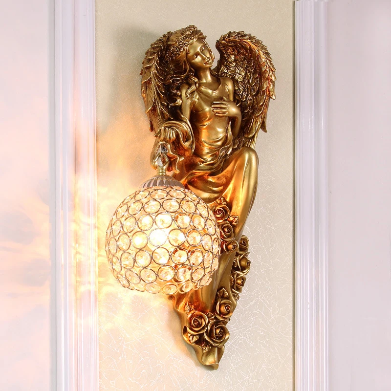 European-style resin wall LED creative indoor energy-saving wall lamp for hotel bedroom dinging room