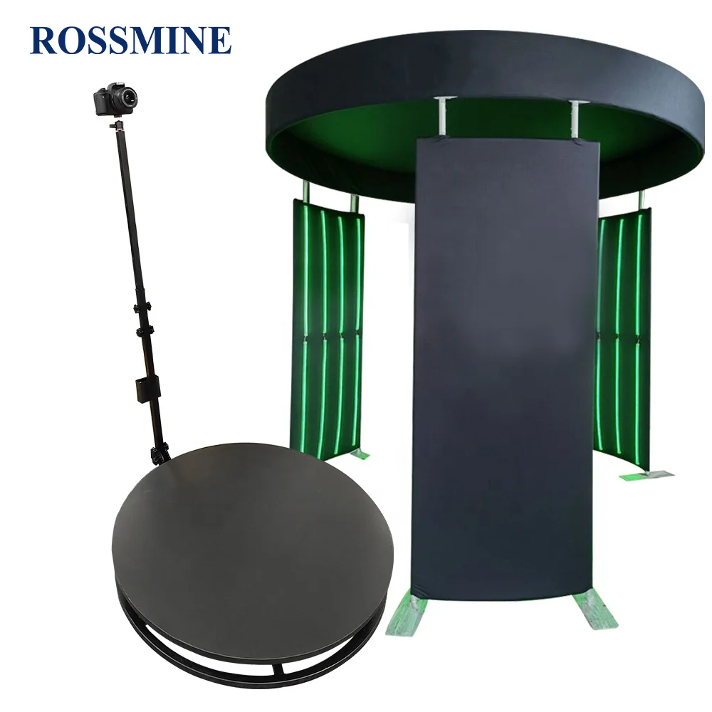 high quality selfie booth 360 both green screen back ipad video photo booth portable tv and ipad stand for 360 photo booth