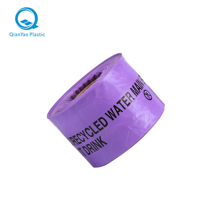 Tube And Purple Underground Pipe Sleeve Warning Tape  RECLAIMED RECYCLED WATER MAIN BELOW DO NOT DRINK