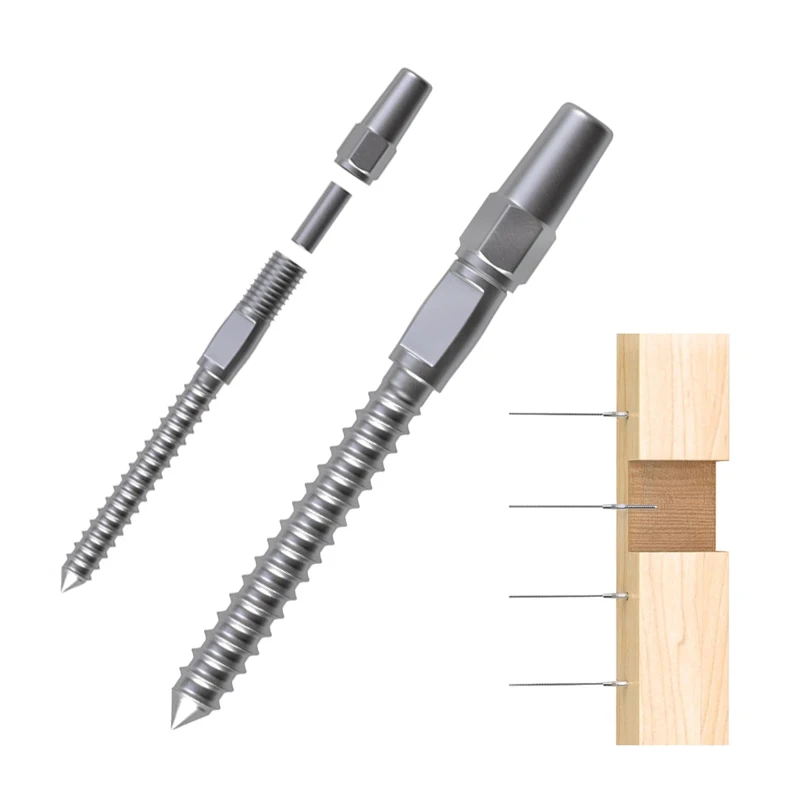 ss316 1/8 Invisible Crimp Fitting Cable Railing Hardware Thread Swage Lag Screws Wire Rope Swageless Terminal for Wood Post