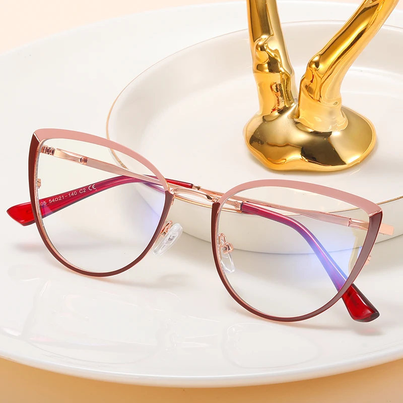 Ms 95605 New Design Women Optical Frames Metal Spectacle Frames Fashion Blue Light Blocking Cat Eye Eyeglasses