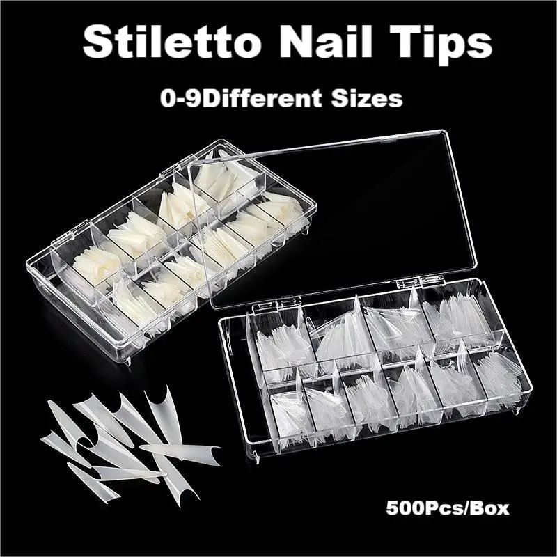 False Nail Tips 500Pcs/Box Soft Long Artificial Acrylic Nail Extension Half Cover Nail Mold Salon Manicure Tools
