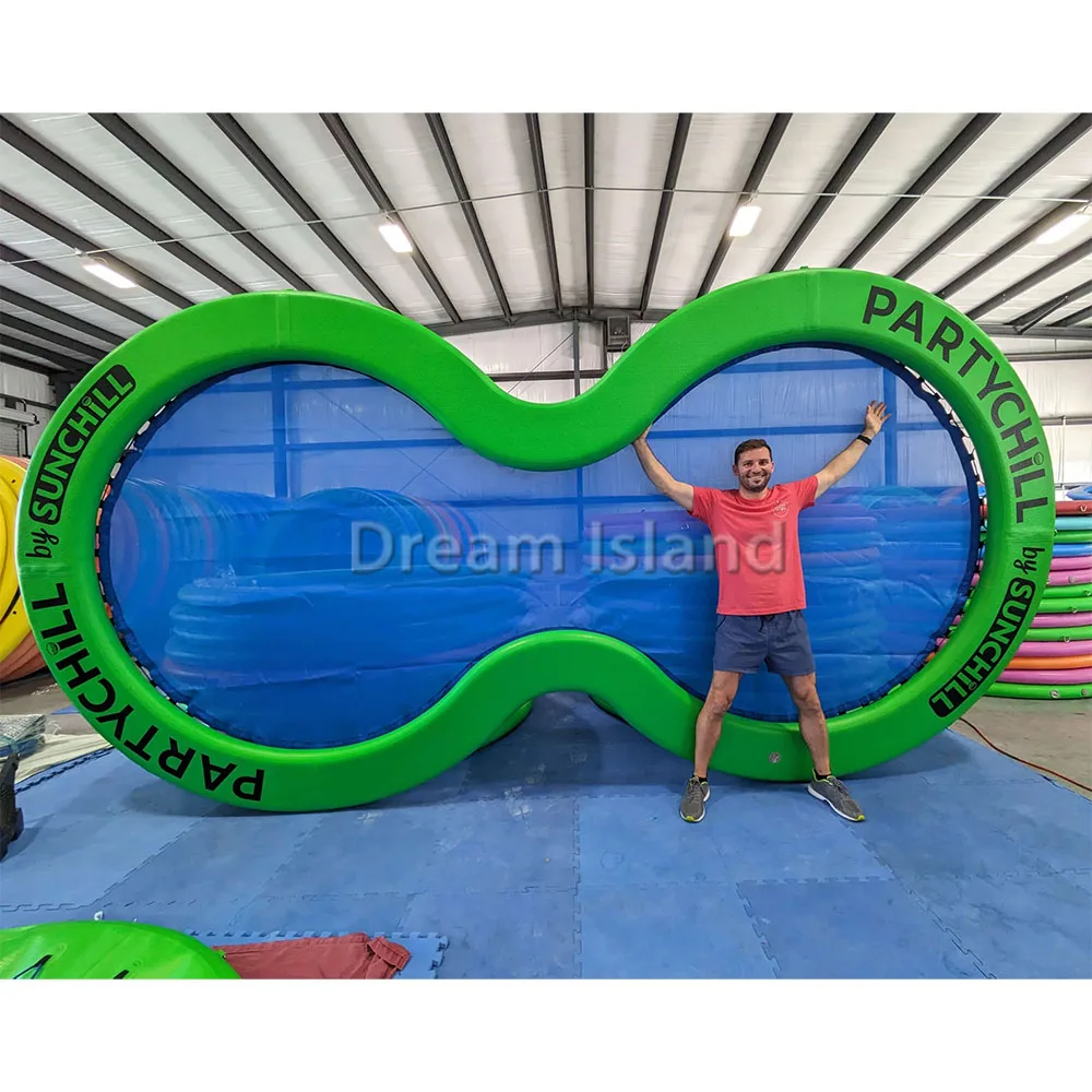 Round Inflatable Lounge Raft Floating Bar Solo Pad Dock Mesh Sunchill Float Water Hammock for Swimming Pool Float Air Mattresses