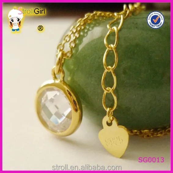 MANBU Simple 18k gold designs white CZ stone pendant necklace for women