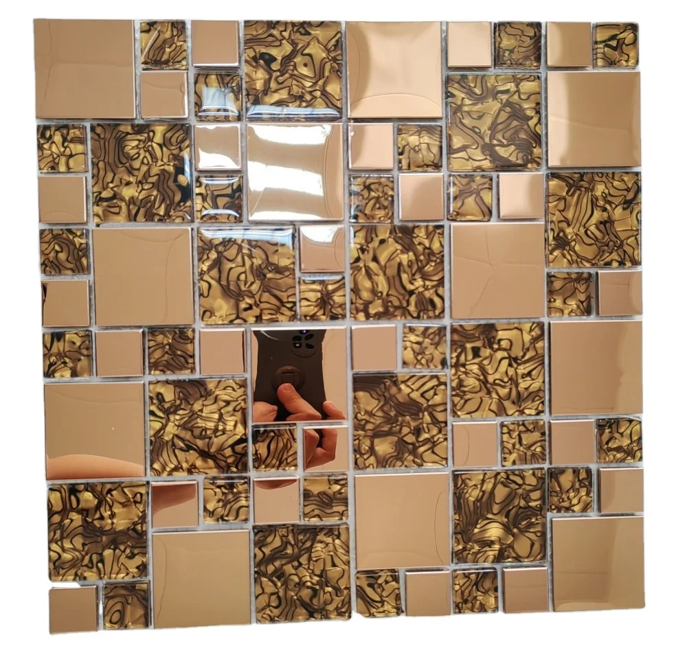 Metal copper colored glass mosaic tile for wall decoration backsplash Mosaic