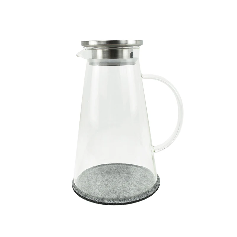 High borosilicate Glass Water Pitcher with stainless steel Lid Beverage Glass Carafe for Juice Lemon Water Iced Tea Glass jug