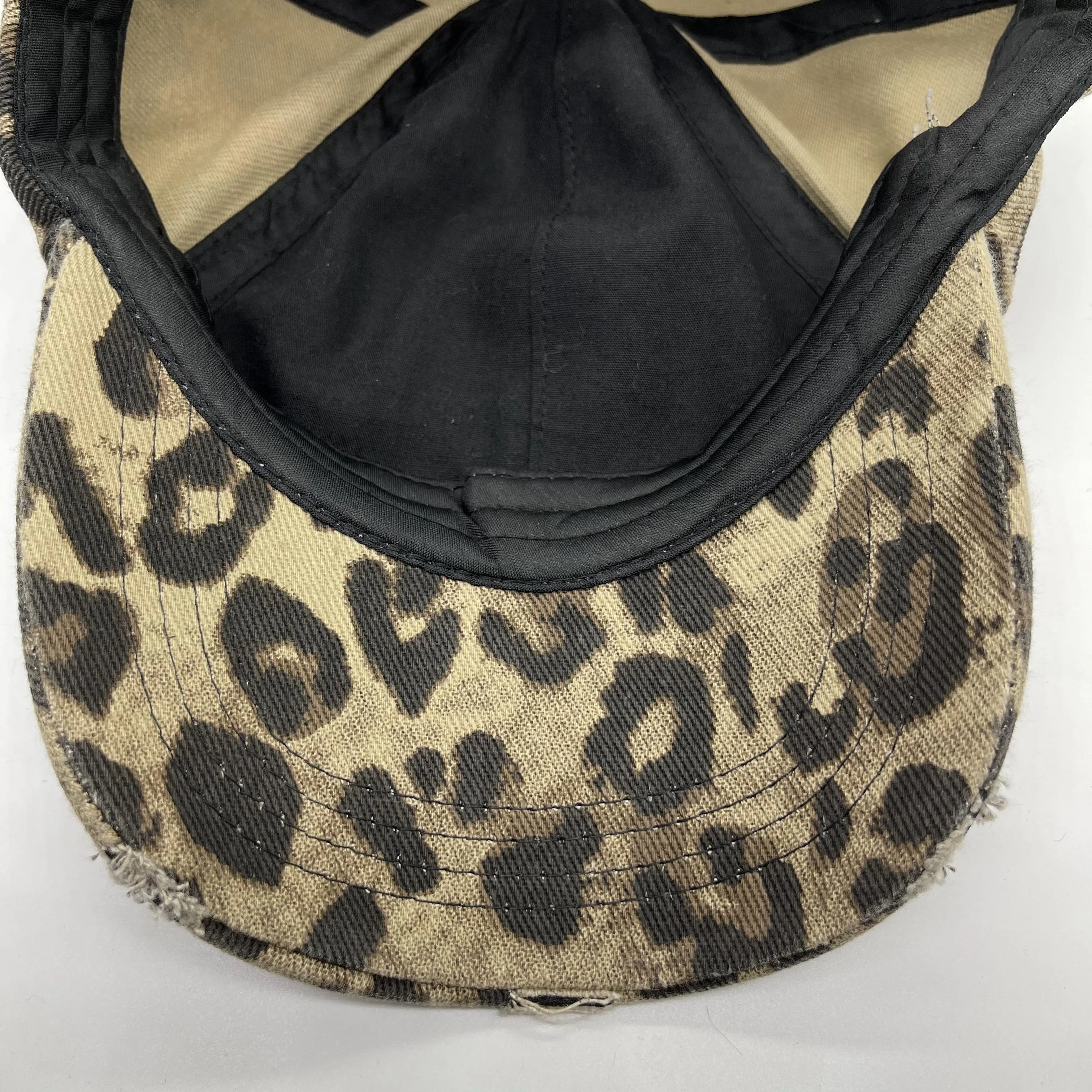 KENSHELLEY 2021 Hot Sale Fashion Baseball Caps 100% Cotton Leopard Printing Ponytail Cap Adjustable Elastic Cross Sun Hat Caps