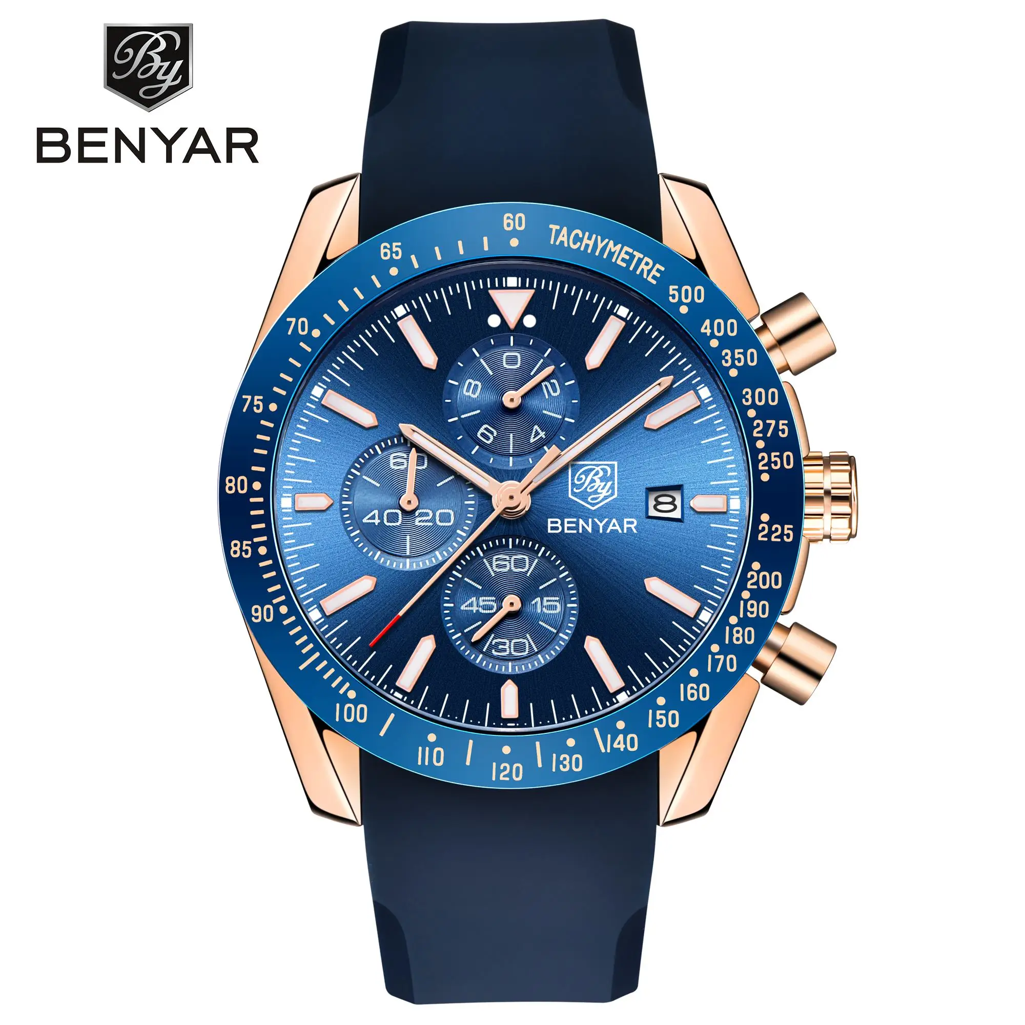 OEM 2020 Benyar 5140 аналоговые наручные часы с силиконовым ремешком для мужчин мужские хронограф кварцевые пользовательским логотипом