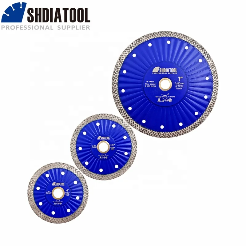 SHDIATOOL/OEM 4/4 5/7 дюймов Алмазный Сверхтонкий горячепрессованный диск для резки турбо-пилы с несколькими отверстиями гранитной плитки
