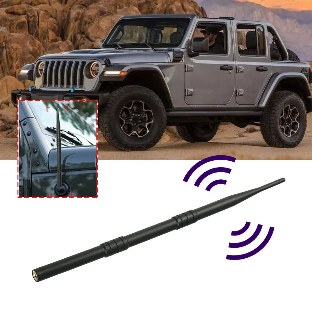 Black Car Tuning Radio Antenna for 2007-2021 Jeep Wrangler JK JKU JL JLU Gladiator JT Durable Exterior Parts Car Accessories