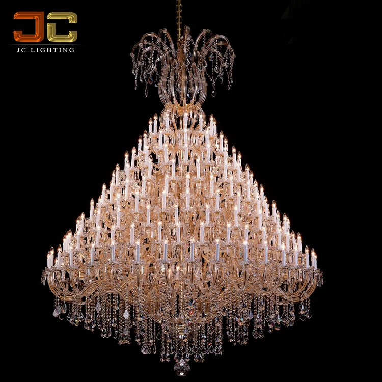 JC CUSTOM LIGHTING Maria Theresa customized large crystal chandelier luxury hotel lobby lighting high ceiling fixture