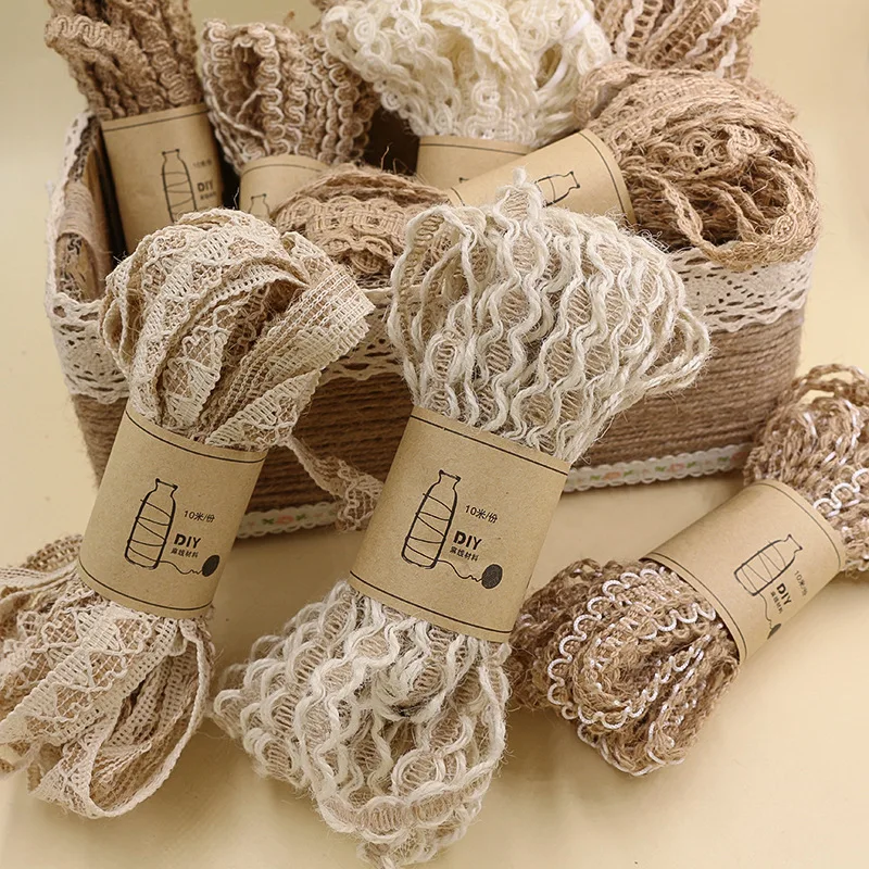 Twine Ribbon Decor Burlap Rope lace Hollow Flower Pattern Jute Twine For Home Decoration