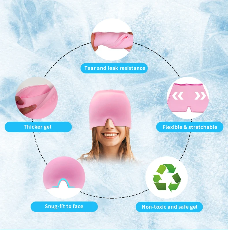 Sinus Headache and Stress Relief Cold Compress Head Gel Ice Hat headache pressure cap washable Migraine Relief Cap