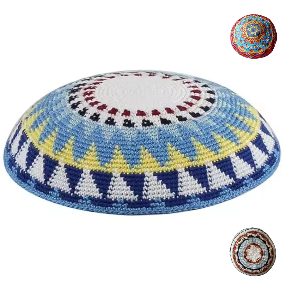Colorful DMC Jewish  Wedding Bar Mitzvah Custom Embroidery Printing Label  Fabric Kippah  Hat for Children Kippah  Judaica