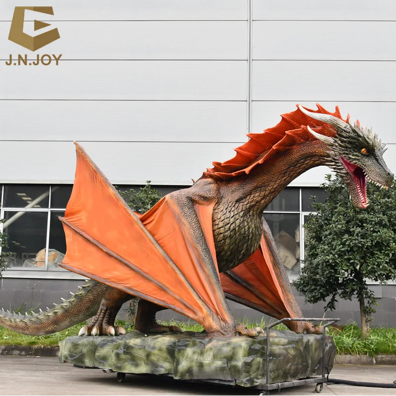 SGAD162 Zigong  Life size mechanical moving dragon realistic red fire dragon animatronic