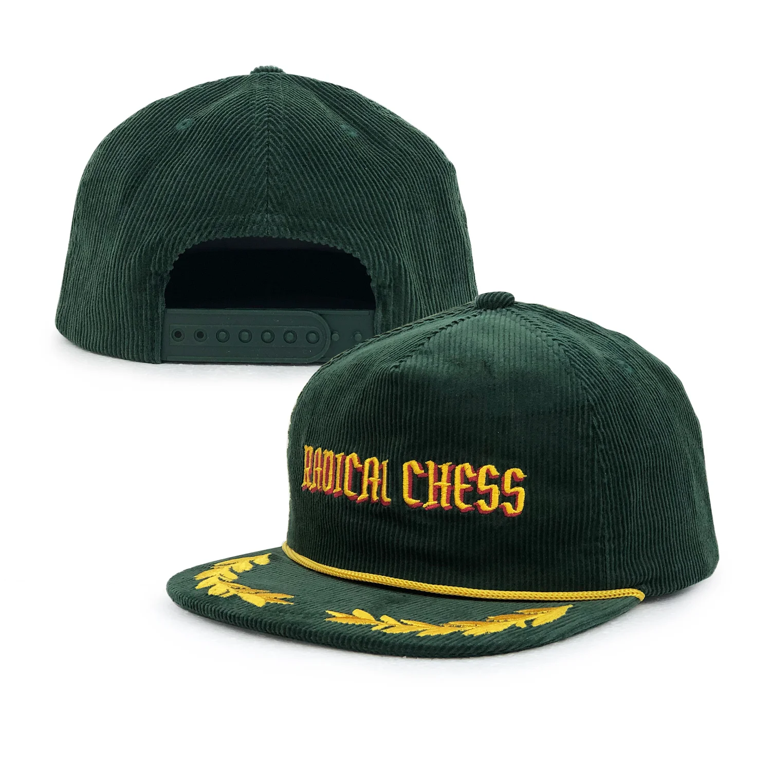 Wholesale Unisex Sports Sun Protection Embroidered Vintage Corduroy Fitted Snapback cap Hat With The String On The Front