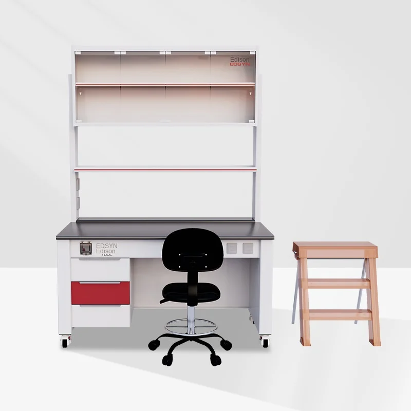 laboratory furniture Edison 20MM ceramic lab worktop 1.2MM All steel cabinet body work bench Fuma Wheel is movable lab tables