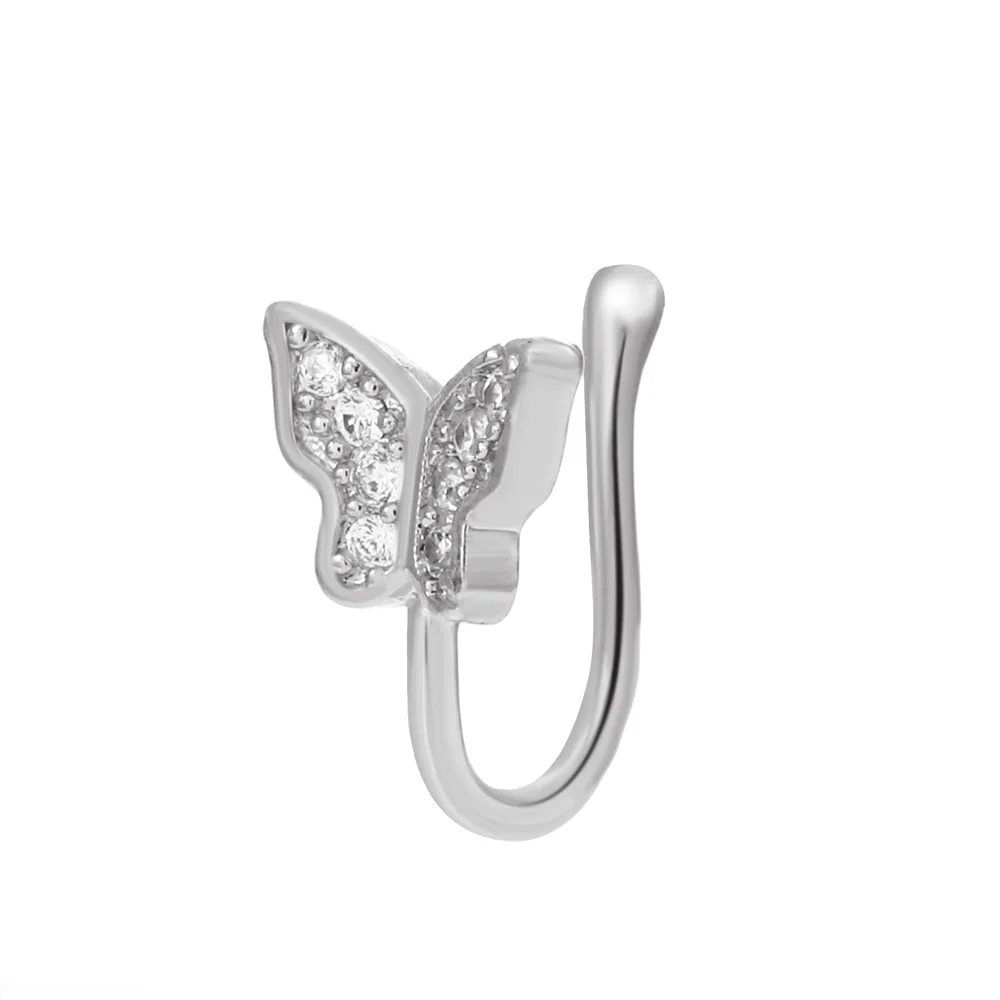Piercing Jewelry Butterfly Non-pierced Nose Clip Copper Inlaid Zircon U-shaped Nose ring