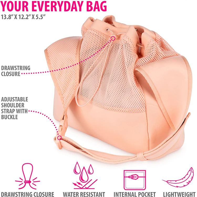 QQgift custom new Crossbody swimming beach Bag Workout Bags for Women Lightweight Women Gym pool swim mesh beach shoulder bags