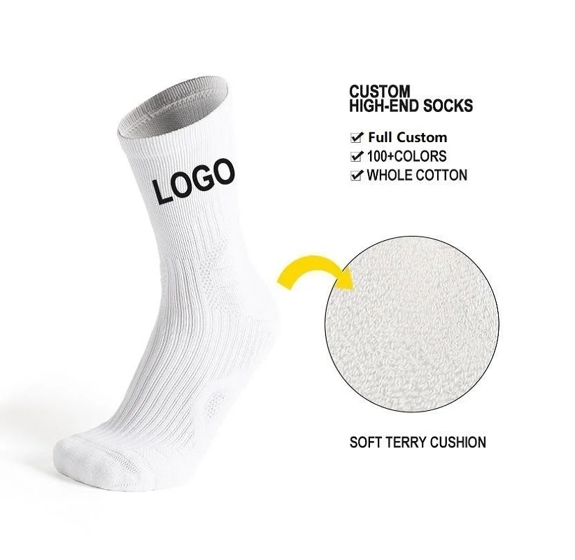 Custom Men White New Arrival High Quality Sport Ribbed Custom Design Socks