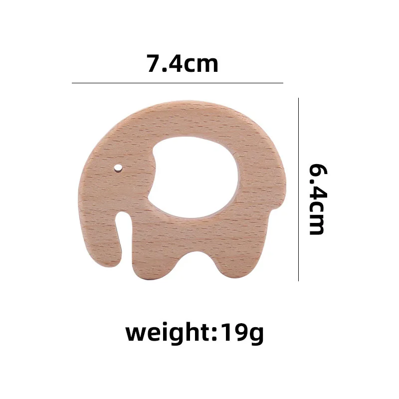 Wooden Elephant Animal Shape Animal Teether Jewelry Pendants Baby Toys Teether for Necklace