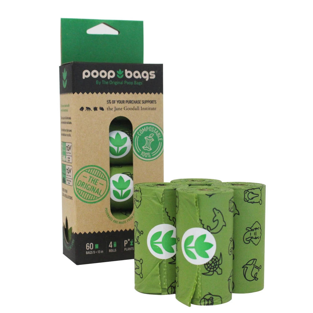 Private Label Compostable and Biodegradable Pet Poop Waste Bag Outdoor Household Bags For Dog Poop