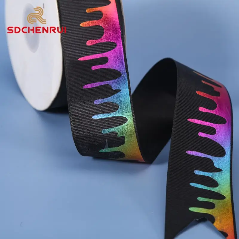 Manufacturer wholesale custom gold\/silver foiled printed gross grain ribbons hot stamping logo grosgrain ribbon