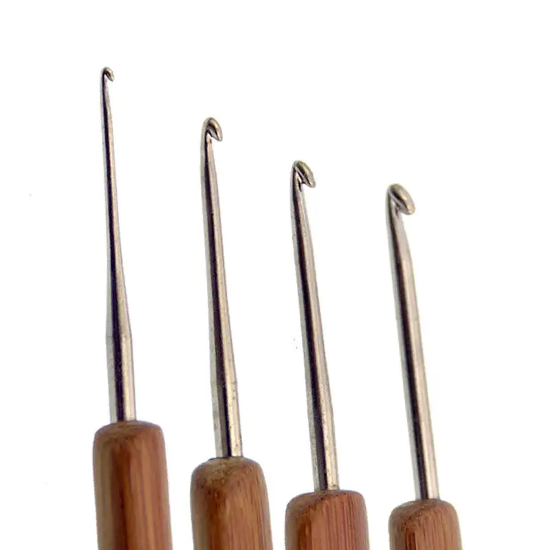 12pcs/set Knitting Needles Handle Bamboo Crochet Hooks Knitting Needles Set Weave Craft With Bag