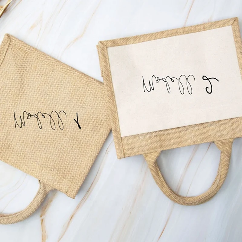 Eco Friendly Laminated Jute Bag Burlap Reusable Linen Shopping Tote Bags With Custom Logo For Advertising