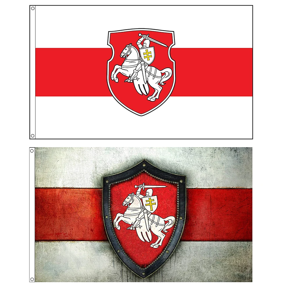 
Amazon Hot Selling Wholesale 60x90CM / 150x90CM Belarus Original Banian Flag White Knight Horse Flag Banner 