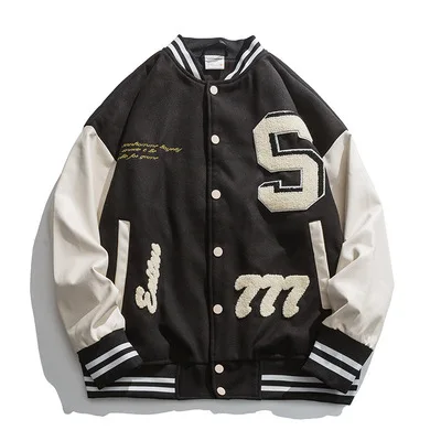 New arrivals high quality custom man baseball coat with botton hot season leather carsity jacket for men