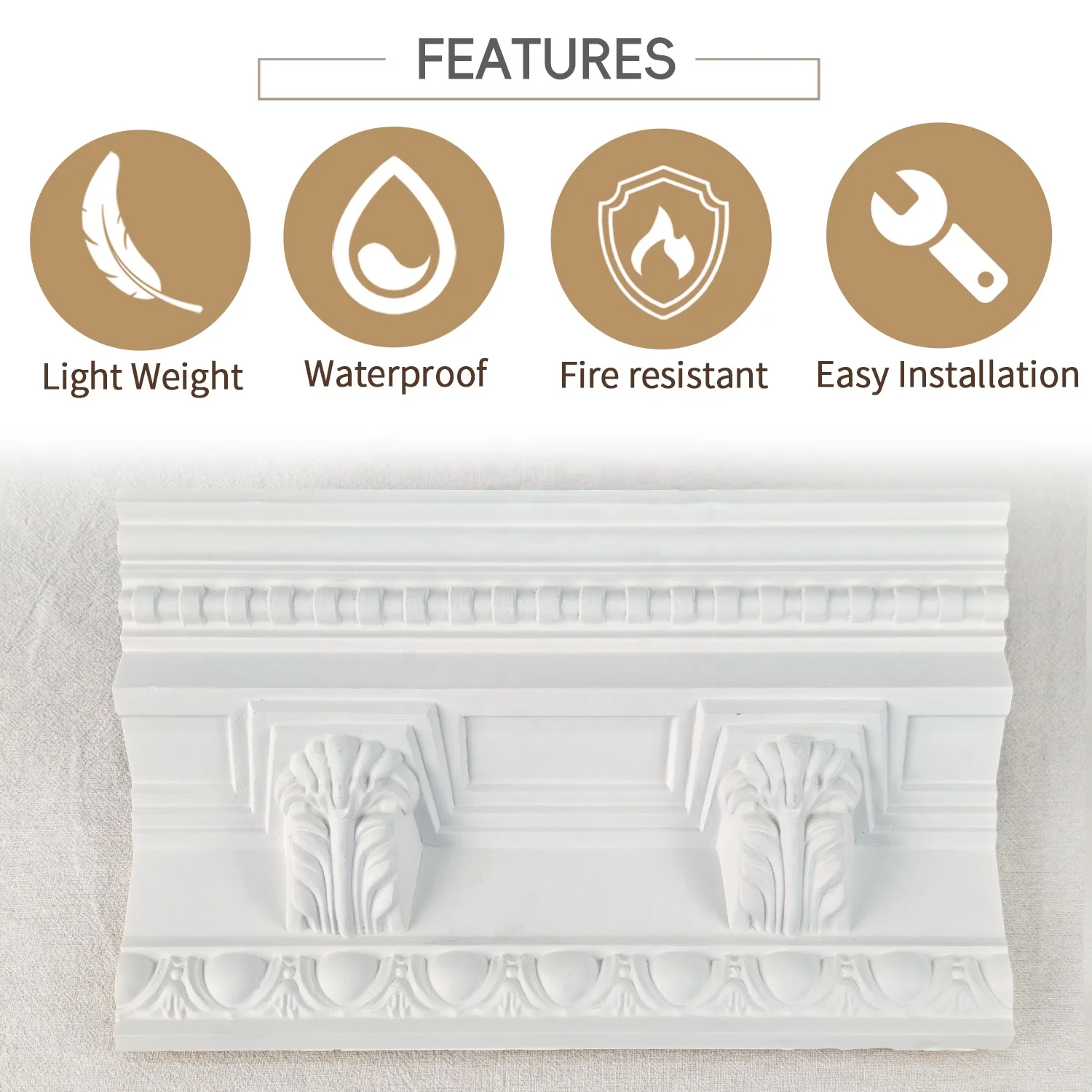 Auuan High Density High Quality Luxury Model PU Cornice Molding Interior Ceiling Frame AA041 for House Decoration